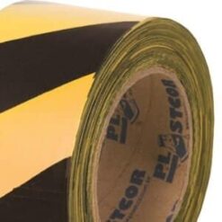 Fita para Demarcação Zebrada 200m Preto/Amarelo Plastcor