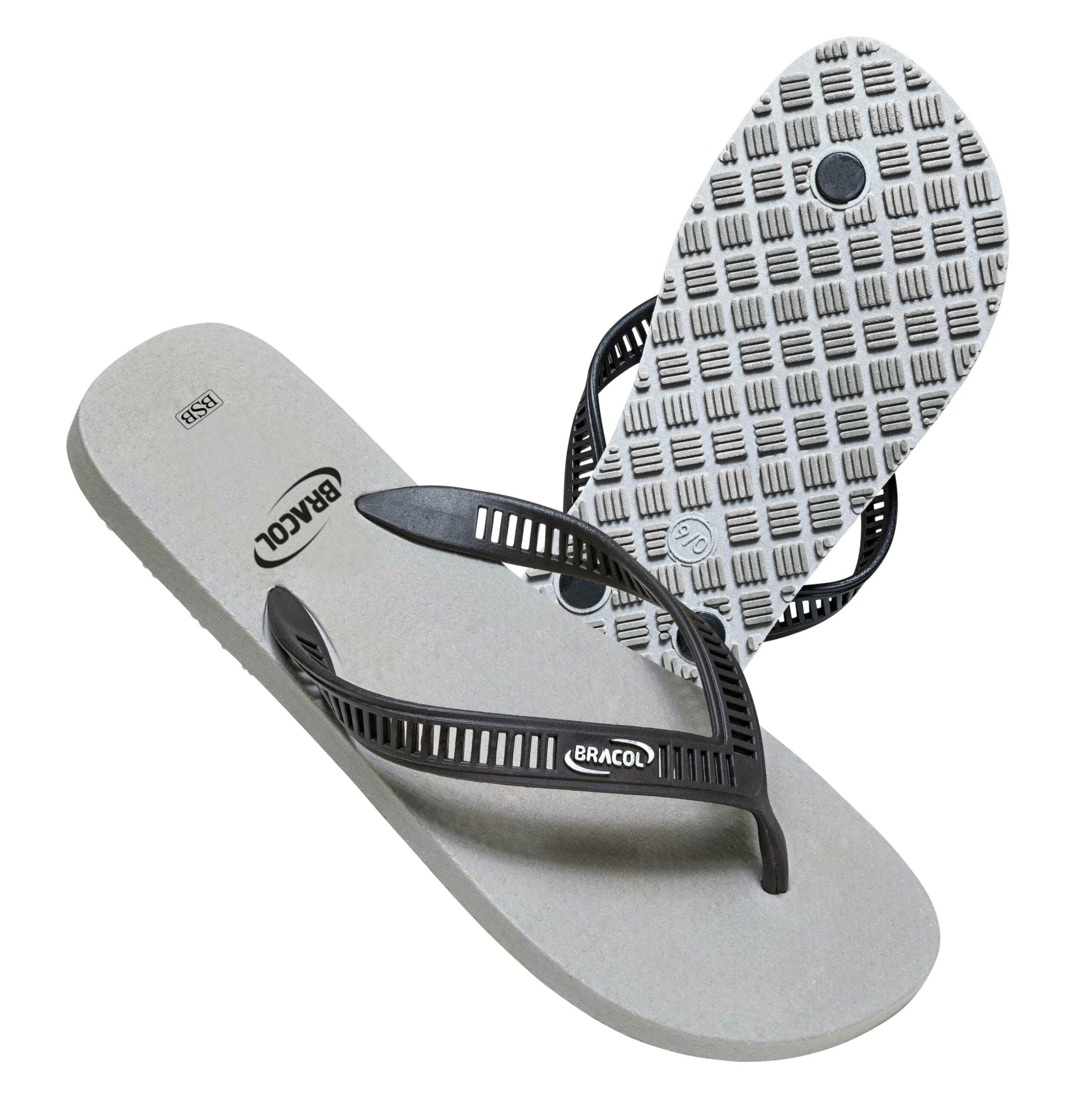 Chinelo Antiderrapante Cinza com tira Preta Bracol