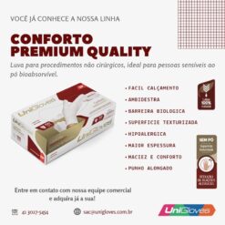 Luva de Procedimento Descartável Látex sem pó Unigloves CA 41036 - Imagem 3