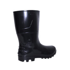 Bota PVC Preta Cano Médio impermeável Kadesh Linha Safety Boots, parte traseira na diagonal.