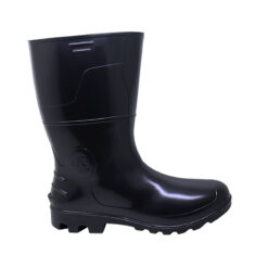 Bota PVC Preta Cano Médio impermeável Kadesh Linha Safety Boots, de lado para a direita, confortável ideal para diversos ambientes de trabalho.