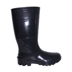 Bota PVC Preta Cano Longo impermeável Kadesh Linha Safety Boots, de lado para a direita.