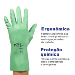 Luva Nitrílica Eco Hope com Forro Verde Volk CA 46543 - Imagem 4