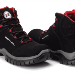 Bota Estival EN1007 na cor Preto Vermelho Pé Direito e Esquerdo