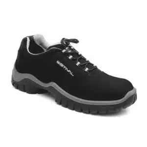 Sapato de Segurança em Microfibra Bico PVC Energy EN1002 Cor Preto e Cinza Estival CA 44592