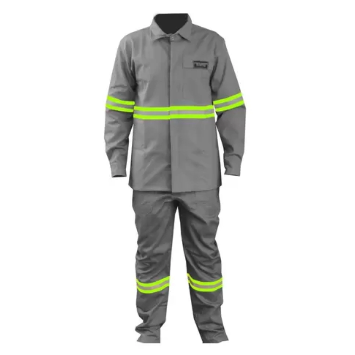 Uniforme Cinza Eletricista NR10 com Refletivo Verde Maicol