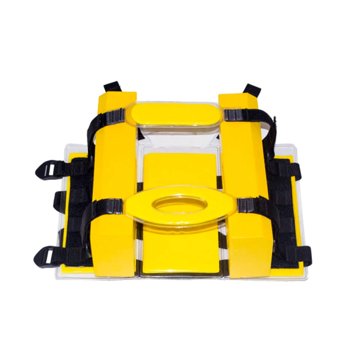Imobilizador de cabeça head block amarelo e com tiras pretas ideal para primeiros socorros emergência