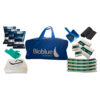 Kit Completo de Mitigação Ambiental para Vazamento de Óleo e Petróleo com Bolsa Azul luva nitrilica oculos saco preto pá vassoura e mais