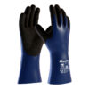Luvas MaxiDry Plus impermeável Contra Óleo Graxas e Produtos Químicos Perigosos Cor Azul e Preto, ideal para manuseio de peças oleosas ou molhadas.
