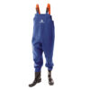 Calça Jardineira Azul Impermeável com Bota PVC Acoplada com Duas Alças Laranja na cintura Arvoredo Ideal para Saneamento