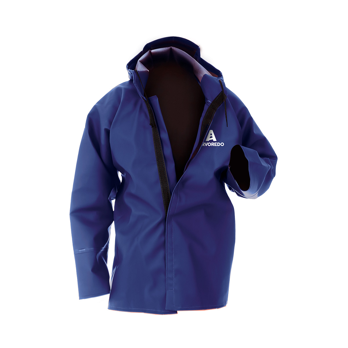 Capa de chuva Azul Impermeável com Capuz Nylon Emborrachado com Fechamento em Velcro Arvoredo