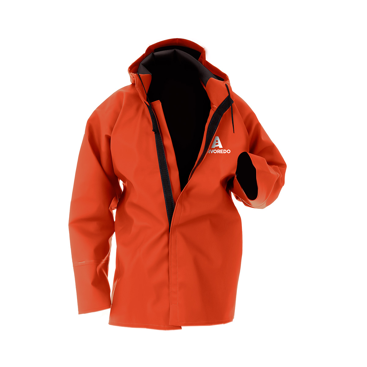 Capa de chuva Laranja Impermeável com Capuz Nylon Emborrachado com Fechamento em Velcro Arvoredo