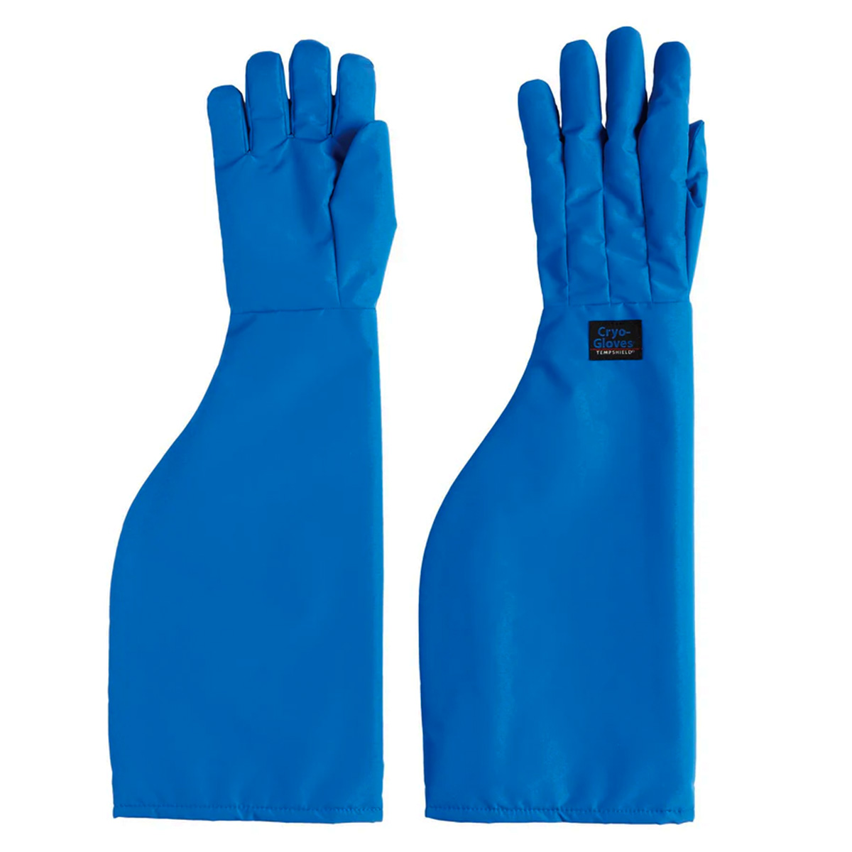 Par de luva de proteção azul com proteção até o ombro, ideal para ambientes ultrafrios criogenicos, para manuseio de nitrogenio líquido, gelo, dentre outros. impermeável, resistente e durável.