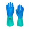Par da Luva Nitrílica Sem Forro Duo Nitri Azul Volk CA 48806 Cor Azul com punho Verde