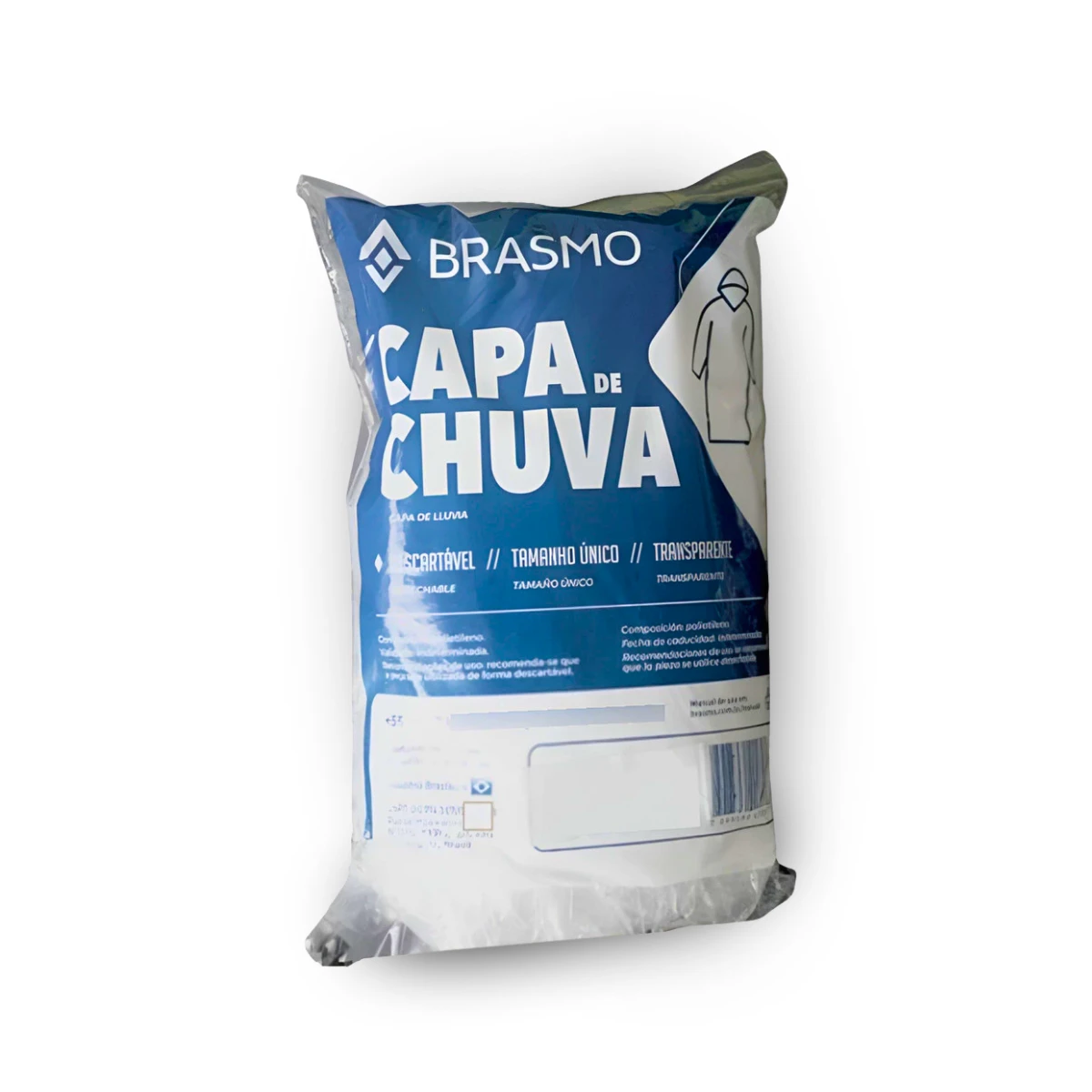 Capa de Chuva com Capuz Descartável Transparente Brasmo - Imagem 3