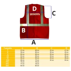 Colete Refletivo para Brigadista sem Bolso Vermelho Tipo Blusão H/H - Imagem 7