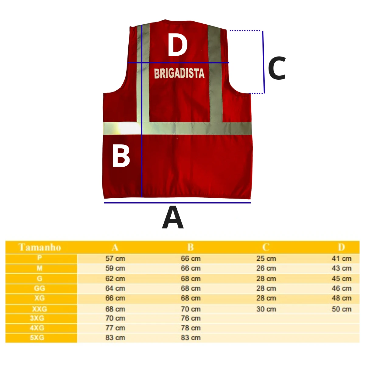Colete Refletivo para Brigadista sem Bolso Vermelho Tipo Blusão H/H - Imagem 7