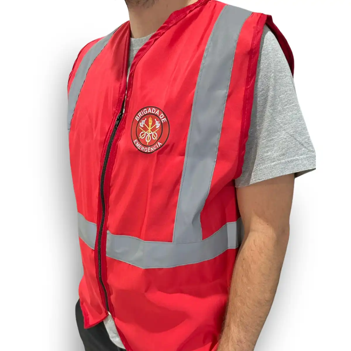Colete Refletivo para Brigadista sem Bolso Vermelho Tipo Blusão H/H - Imagem 3