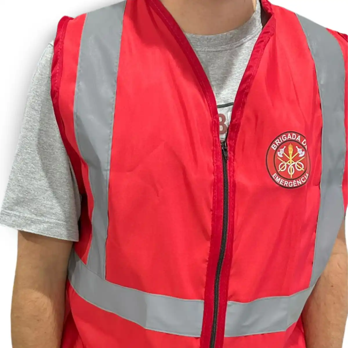 Colete Refletivo para Brigadista sem Bolso Vermelho Tipo Blusão H/H - Imagem 2