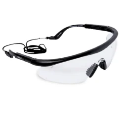 Óculos de realidade virtual branco com lente ajustável e cabos conectados, adequado para jogos e experiências imersivas.
