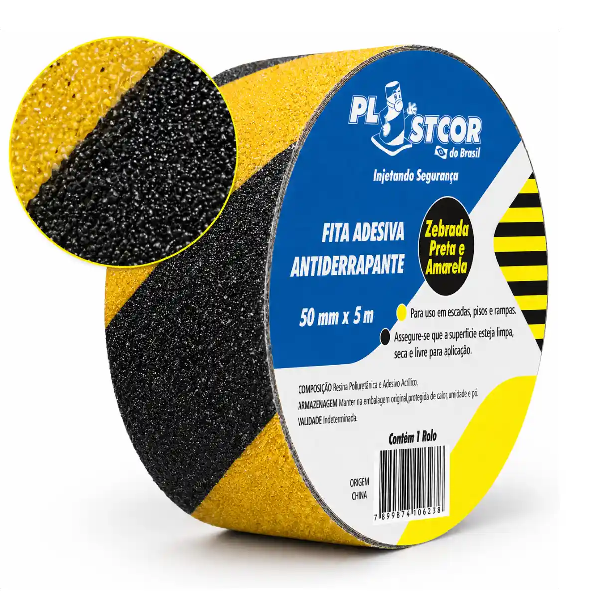 Fita Antiderrapante Zebrada 50mm x 5m Plastcor - Imagem 2