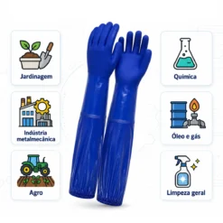 Luva de PVC Cano Longo 66cm com Forro Azul Infinity CA 49617 - Imagem 5