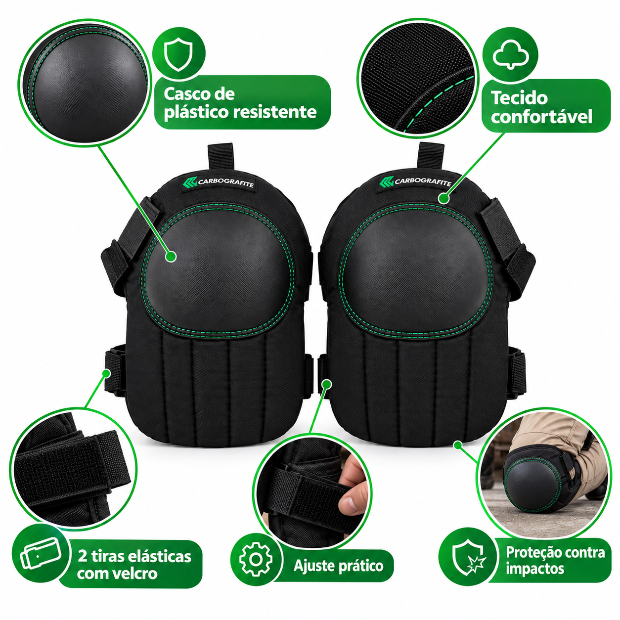 Joelheira de Proteção Contra Impacto CG 01 Carbografite - Imagem 3