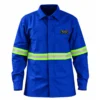 Camisa NR10 Eletricista Azul Royal com Refletivo Verde