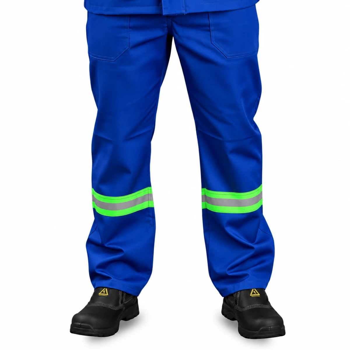 calca nr10 eletricista azul royal com refletivo verde maicol